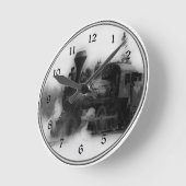 Vintage Zug-Lokomotivuhr Runde Wanduhr (Winkel)