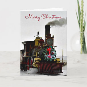 Vintage Zug mit Frohe Weihnachten Grußkarte