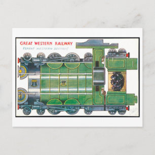 Vintage-Zug-Papiermodell--Great Western Railway Postkarte