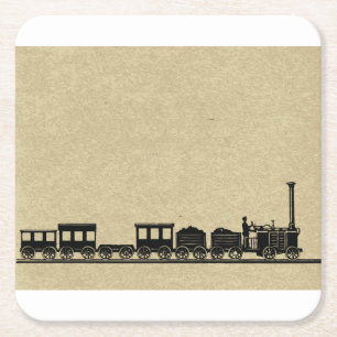 Vintage-Zug-Untersetzer Rechteckiger Pappuntersetzer