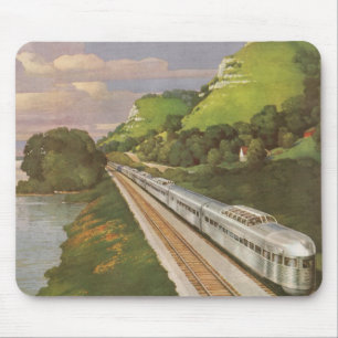 Vintage-Zug-Urlaub, Lokomotive auf dem Land Mousepad
