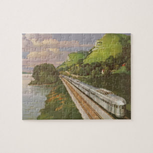 Vintage-Zug-Urlaub, Lokomotive auf dem Land Puzzle