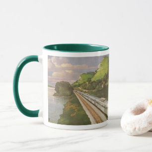 Vintage-Zug-Urlaub, Lokomotive auf dem Land Tasse