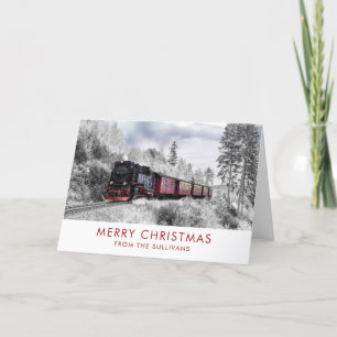 Vintage-Zug Winter-Weihnachts-Szene Karte