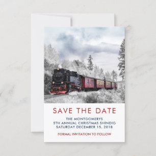 Vintage-Zug Winter Weihnachtsszene Termin vormerke Save The Date