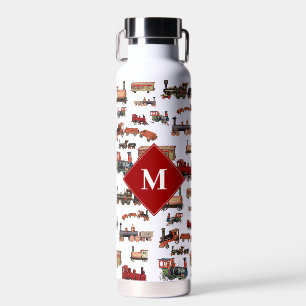 Vintage-Zug-Zug-Buntes-Zug-Muster-Monogramm Trinkflasche