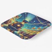 Vintage Züge in einer schneebedeckten Nacht Pappteller (Gewinkelt)