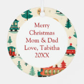 Vintage Züge Personalisiert Weihnachten Ornament Aus Metall (Rückseite)