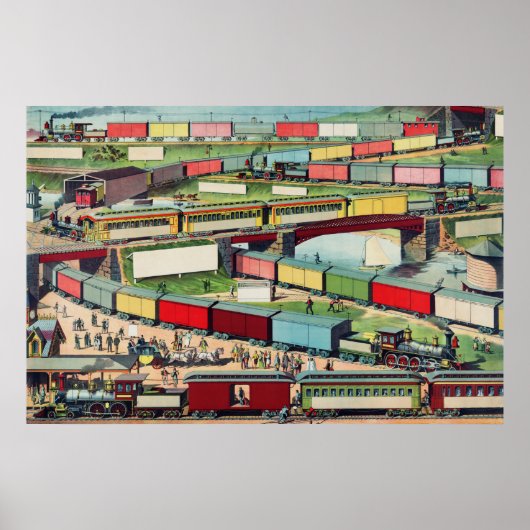 Vintage Züge Poster (Vorne)