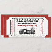 Vintage Zugfahrkarte Kinderdusche Einladung (Vorne/Hinten)