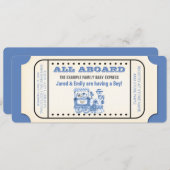 Vintage Zugfahrscheinwerfer Kinderdusche Einladung (Vorne/Hinten)