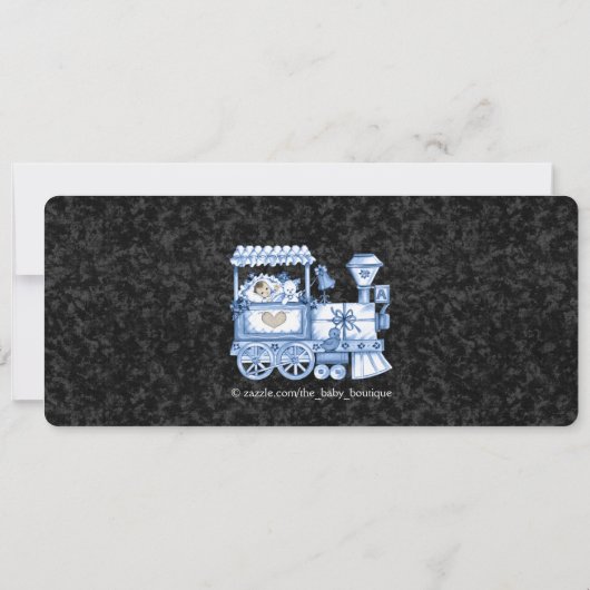 Vintage Zugfahrscheinwerfer Kinderdusche Einladung (Rückseite)