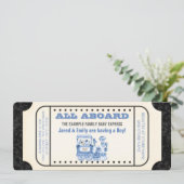 Vintage Zugfahrscheinwerfer Kinderdusche Einladung (Stehend Vorderseite)