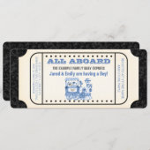 Vintage Zugfahrscheinwerfer Kinderdusche Einladung (Vorne/Hinten)