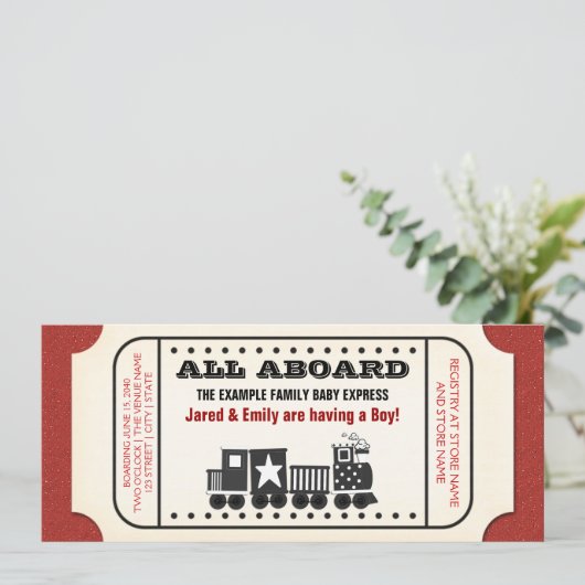 Vintage Zugfahrscheinwerfer Kinderdusche Einladung (Stehend Vorderseite)