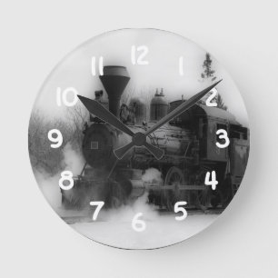 Vintage Zuglokomotive-Uhr Runde Wanduhr