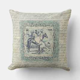 Vintage Zugpferde und Reiter viktorianisch Kissen