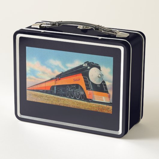 Vintage Zugwerbung Metall Brotdose (Rückseite)