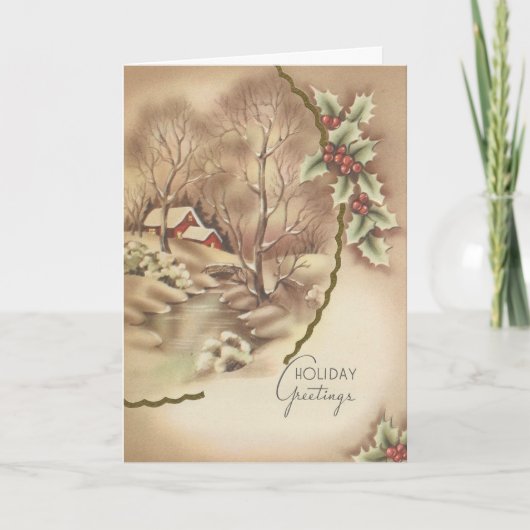 Vintage Zuhause auf der Weihnachtskarte Feiertagskarte (Vorderseite)