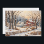Vintage Zuhause Snow Forest Winter Frohe Weihnacht Feiertagskarte<br><div class="desc">Weihnachtsfeiertag Grußkarte mit einem Gemälde eines alten roten Hauses,  das allein im Winter inmitten eines schneebedeckten Waldes sitzt. Personalisiert auf der Rückseite mit Ihrer Nachricht und Ihrem Namen. Kontaktieren Sie mich für Hilfe bei Ihrer Anpassung oder um zusätzliche Matching oder Koordination von Zazzle Produkten anzufordern.</div>