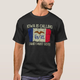 Vintage Zuhause-Staatsflagge Iowa ruft an und ich T-Shirt