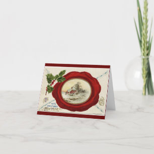 Vintage Zuhause-Weihnachtskarte Feiertagskarte