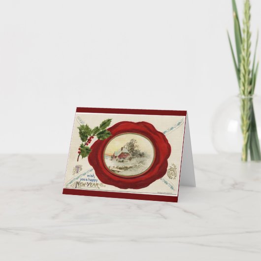 Vintage Zuhause-Weihnachtskarte Feiertagskarte (Vorderseite)