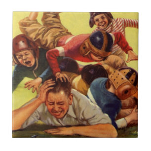 Vintage zum Vatertag, Fußball Kinder und Familienh Fliese