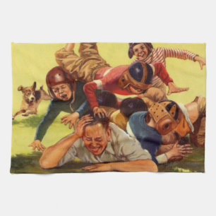 Vintage zum Vatertag, Fußball Kinder und Familienh Geschirrtuch