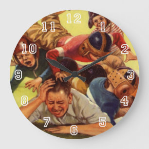 Vintage zum Vatertag, Fußball Kinder und Familienh Große Wanduhr