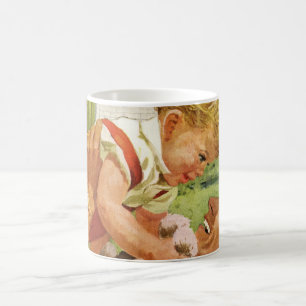 Vintage zum Vatertag, glückliche Familie in den Vo Kaffeetasse