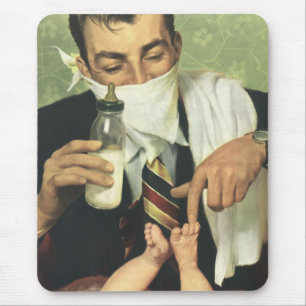Vintage zum Vatertag, Papa gibt Baby eine Flasche Mousepad