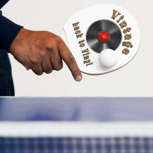 Vintage Zurück zum Vinyl Schallplatten Kunst Tischtennis Schläger