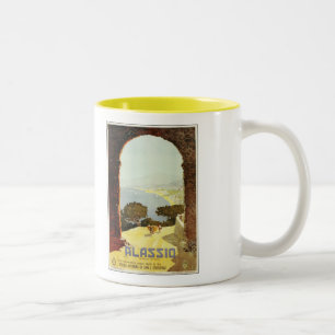 Vintage Zwanzigerjahre Alassio italienisches Zweifarbige Tasse