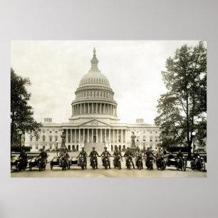 Vintage Zwanzigerjahre Motorrad-Polizisten in DC Poster
