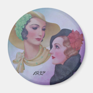 Vintage zwei Frauen 1932 Magnet