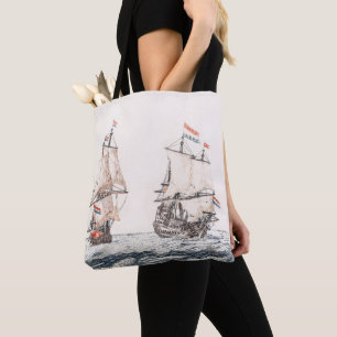 Vintage Zwei Segelschiffe auf See Johan Teyler Tasche