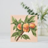 Vintage Zweigstelle mit Peach Fruit Illustration Karte (Stehend Vorderseite)