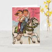 Vintage zweijährige Geburtstagskarte Karte (Gelbe Blume)