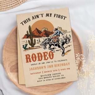Vintage zweiter Rodeo Western Cowboy 2. Geburtstag Einladung