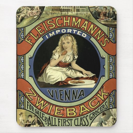 Vintage Zwieback-Werbung Mousepad (Vorne)