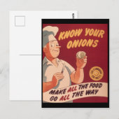 Vintage Zwiebelspeisen und kochen Postkarte (Vorne/Hinten)