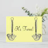 Vintage Zwillingsankündigung Ankündigung (Stehend Vorderseite)
