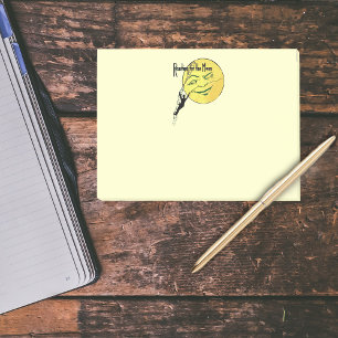 Vintage zwinkerndes Mond-Mann-Leiter Erreichen des Post-it Klebezettel