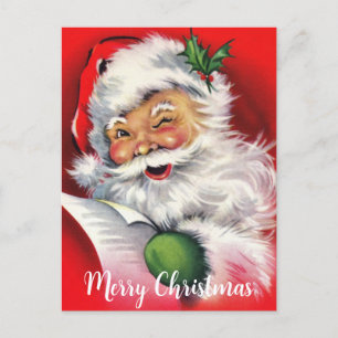 Vintage zwinkerndes Weihnachtsmann-Fest der Liebe Feiertagspostkarte