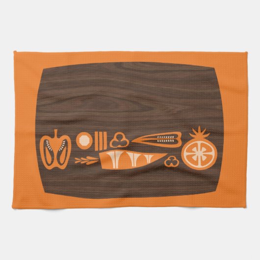 Vintage Zwischenmahlzeiten und Orangenpfeifen, Tee Geschirrtuch (Horizontal)