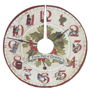 Vintage zwölf Tage von Weihnachten Polyester Weihnachtsbaumdecke