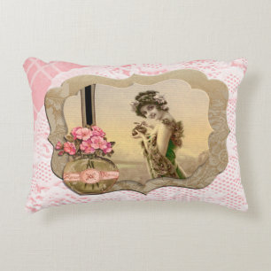VintageBeauty Gerahmt Pink Lace Doily AccentPillow Zierkissen