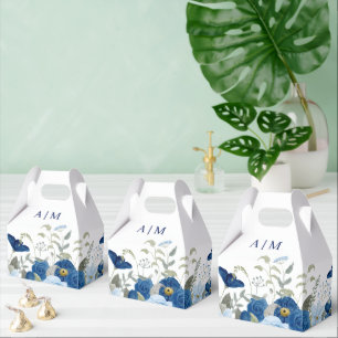 Vintageblaue Aquarell-Blumenhochzeit Geschenkschachtel