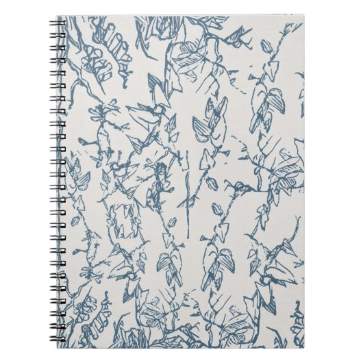 Vintageblaue Flora-Pattern-Spiral-Fotobuch Notizblock (Vorderseite)